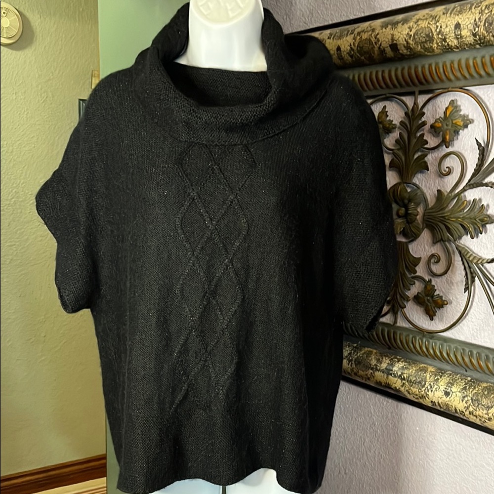 Coldwater Creek Black Cowl Neck Sweater with Relaxed Fit and Soft Texture Sz M